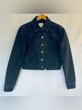 Billabong Designer’s Closet Black Denim Distressed Cropped 2010 Jean Jacket - S